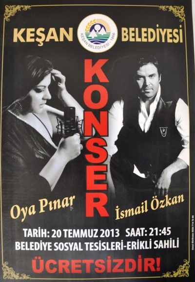 Erikli'de �smail �zkan Ve Oya P�nar Konser Verecek